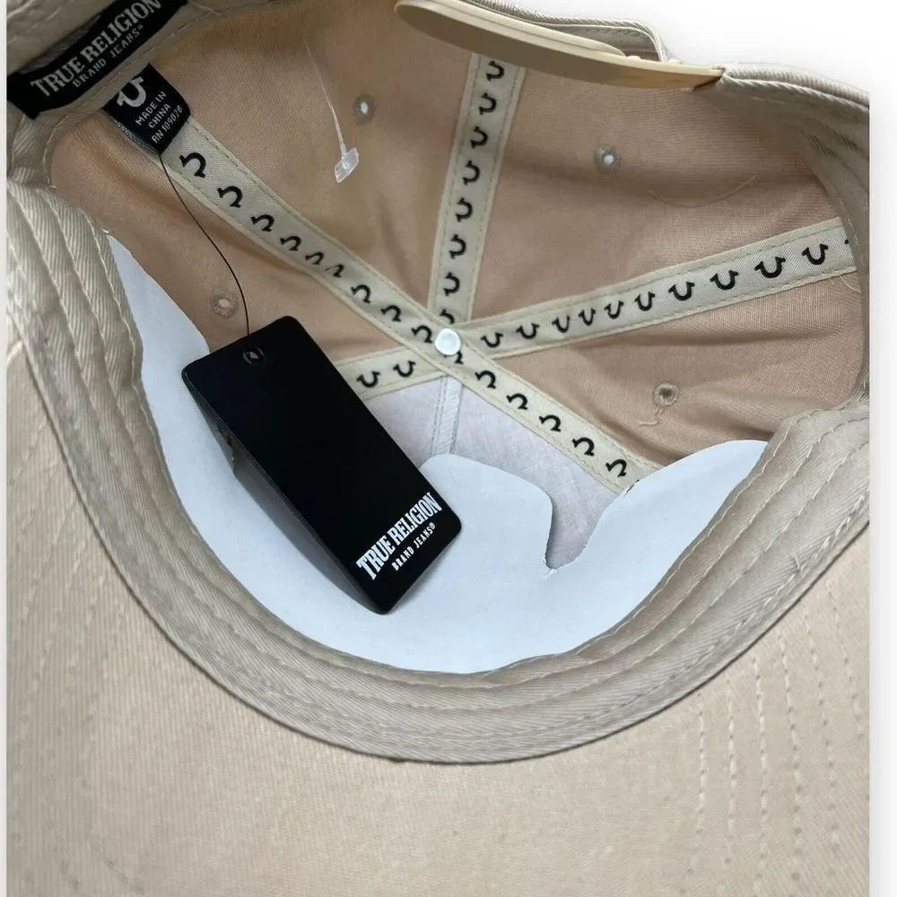 True Religion Buddha Trucker Hat Tan All Over Print‎ Cap Logo Snapback